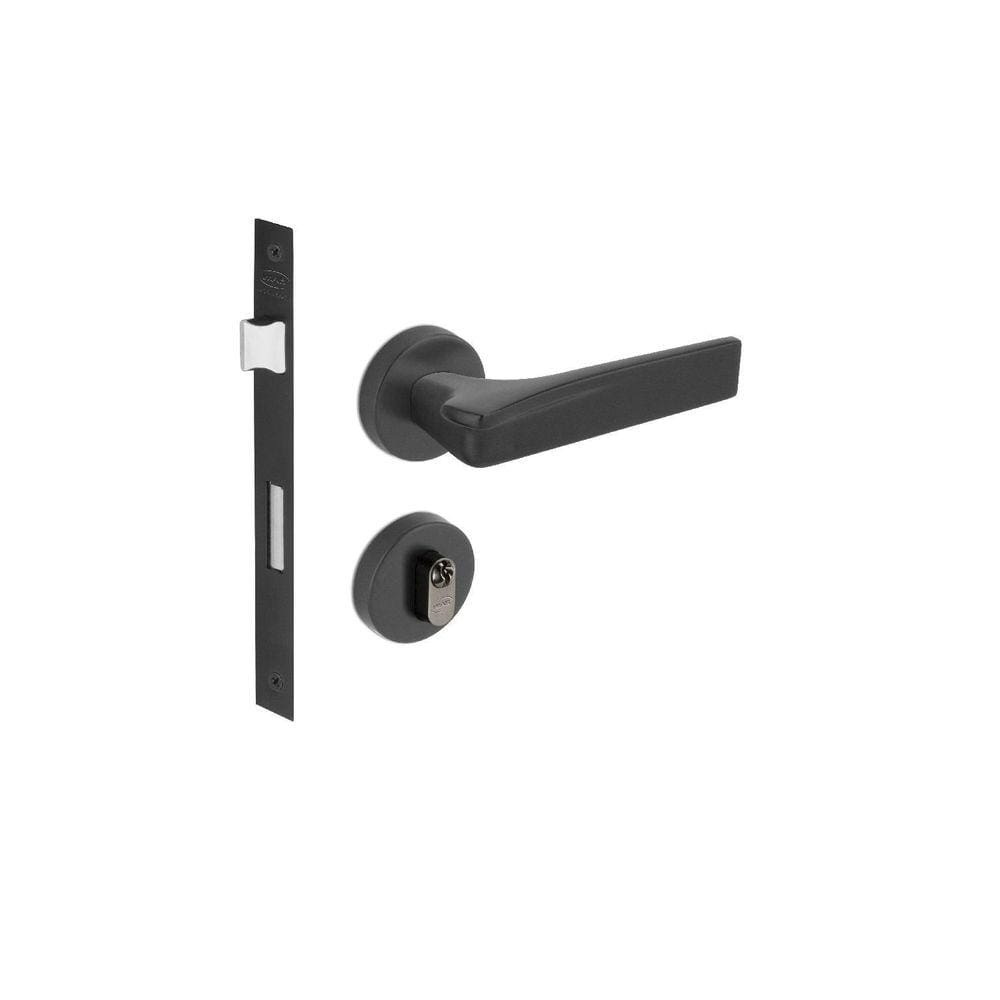 Fechadura Porta Externa Pici Imab Preta Preto C/Cilindro