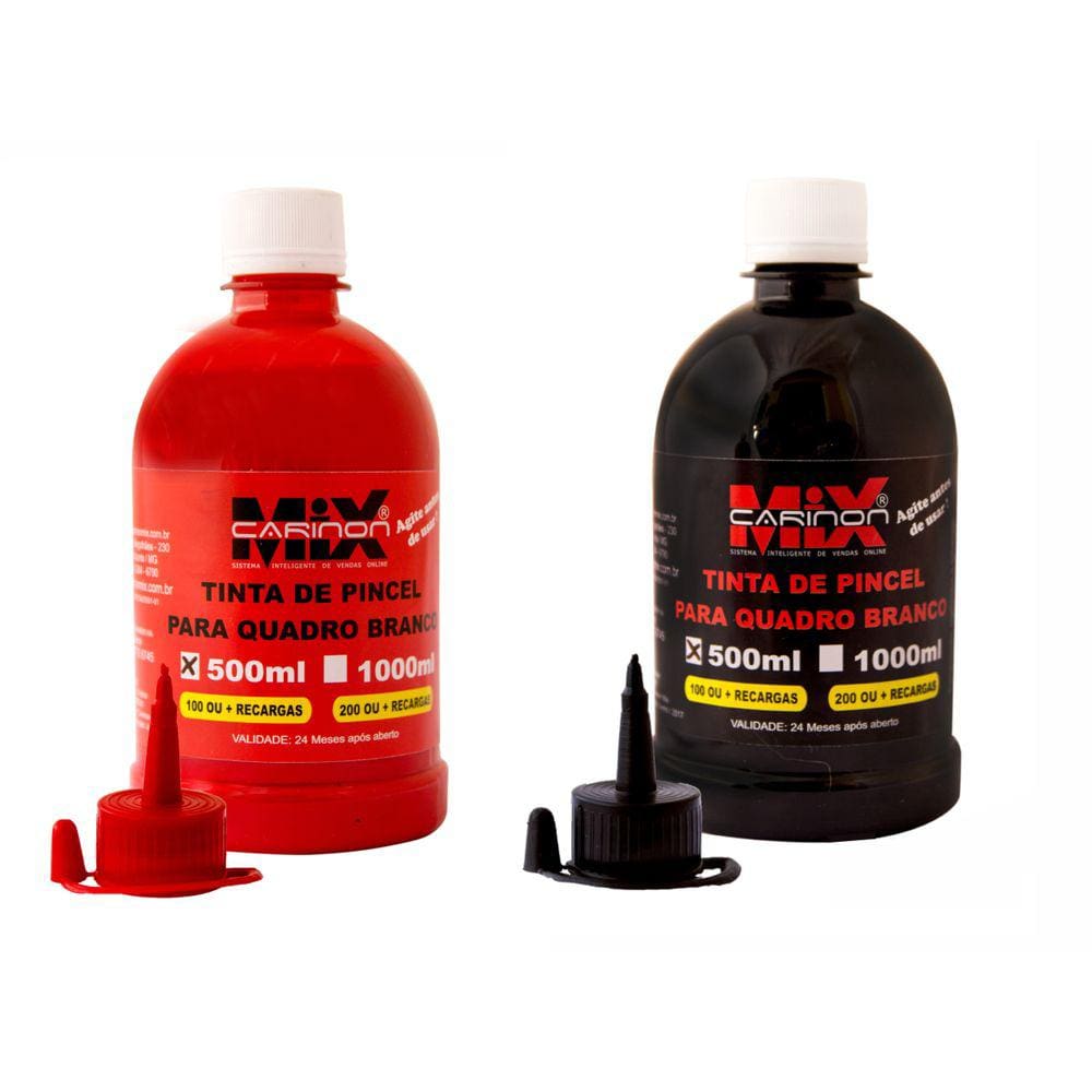 Kit 2 tintas 500ml p pincel de quadro branco vermelho preto