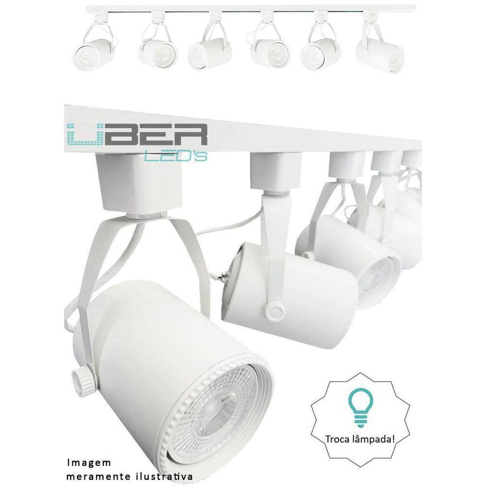 Kit Trilho Eletrificado 1M Branco 4 Spot E27 Par20 Led 4000K