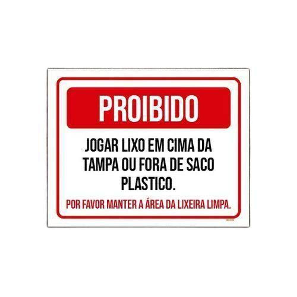 Kit 5 Placas Proibido Jogar Lixo Em Cima Da Tampa