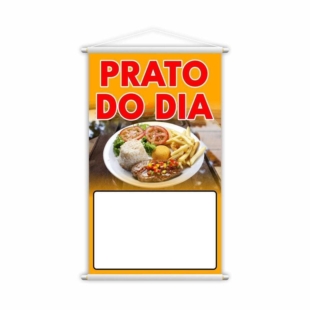 Banner Prato Do Dia Restaurante Preço Fundo Branco 80X50Cm