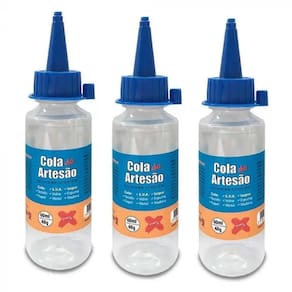03 Cola De Silicone Líquida Artesanato Eva Isopor Couro 60Ml