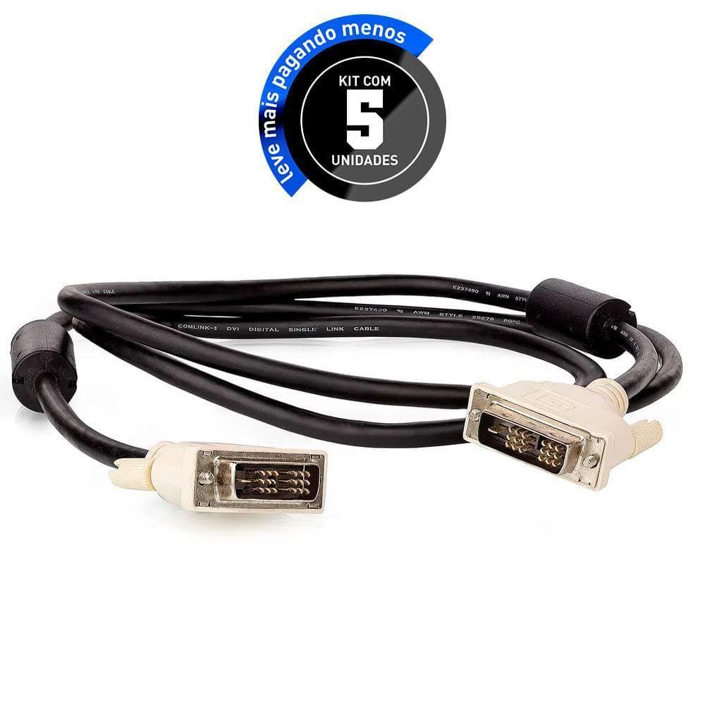 Cabos Dvi - Modelo Dvi-D Single Link 1,5 Metro - Kit Com 5
