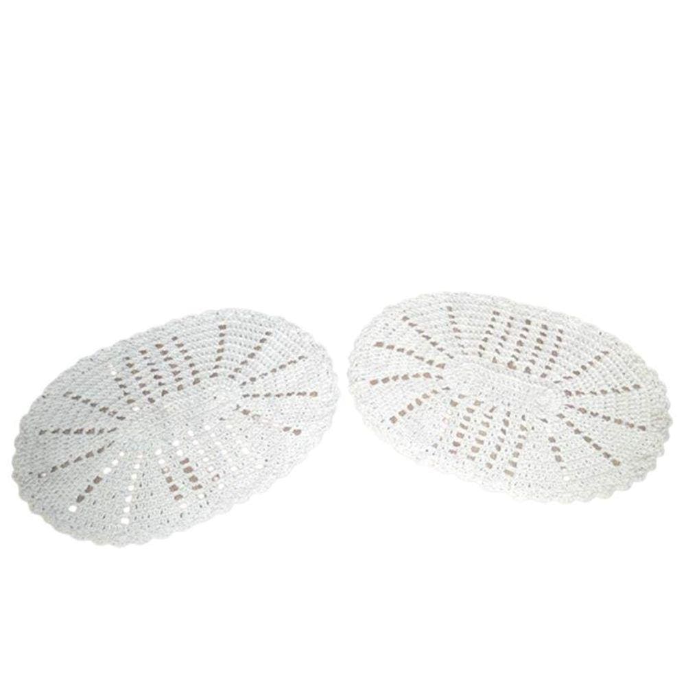 Par De Tapetes Em Crochê Oval Liso - Amazonita