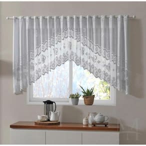Cortina Renda Bando Cascata 3M X 1M Alt Branca Bule Lisa