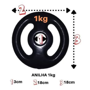 Kit 4 X Anilhas De 1Kg Emborrachada Super Premium Preta