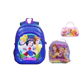 Kit Escolar Princesas Disney Paetê Mochila + Lancheira