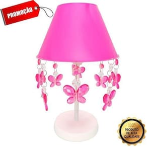 Abajur Infantil Borboletas Rosa Decorar Quarto Bebê Menina