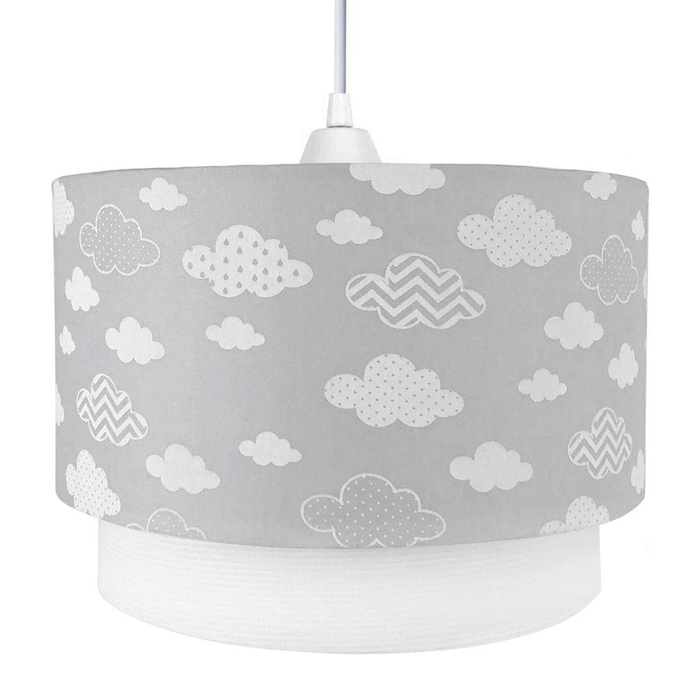 Lustre Tubular Duplo Nuvem Chevron Cinza Quarto Bebê