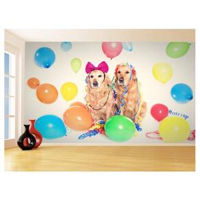 Papel De Parede 3D Animais Casal Golden Festa 3,5M Anm367