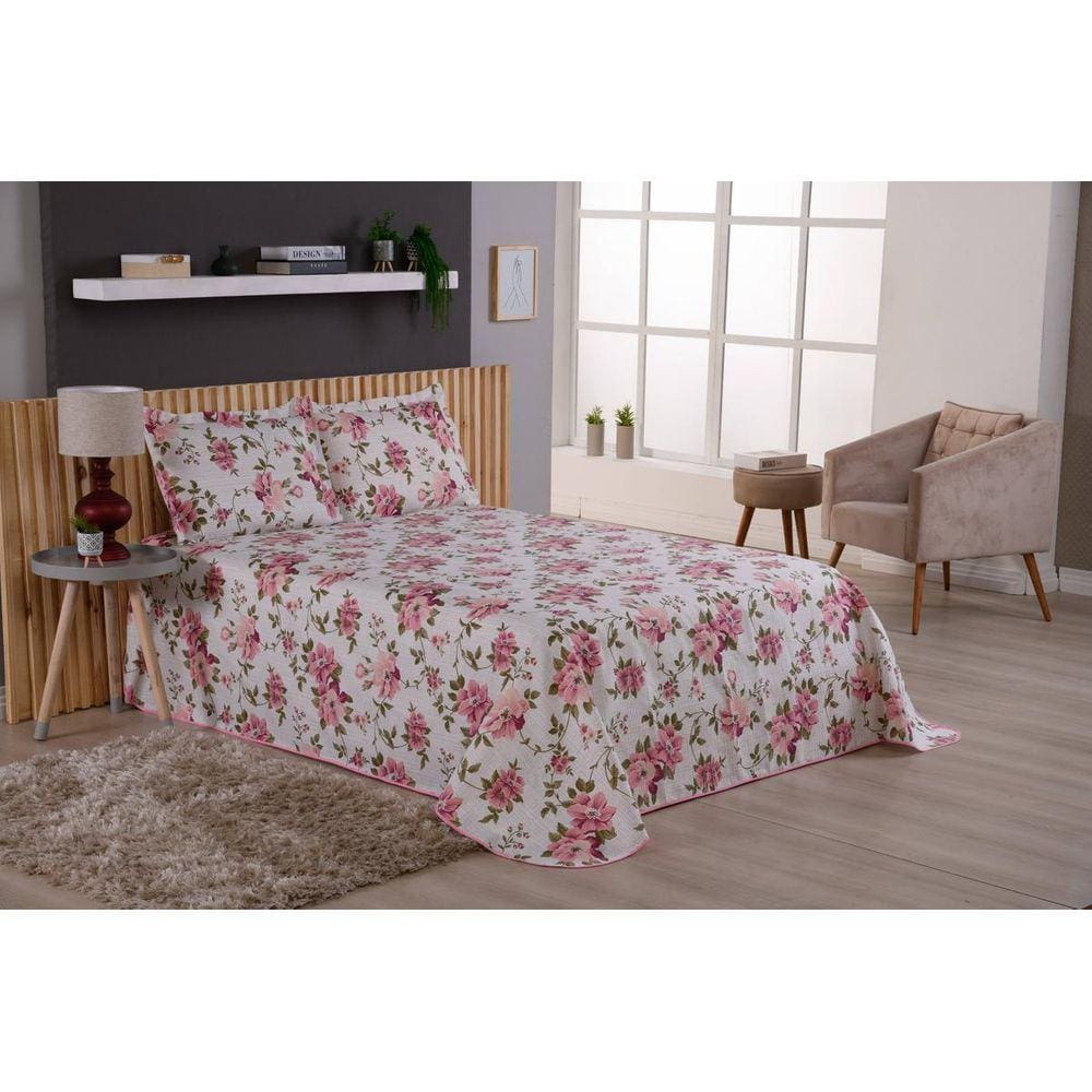 Kit Colcha Viena Casal King 3 Peças Estampado Mercedes