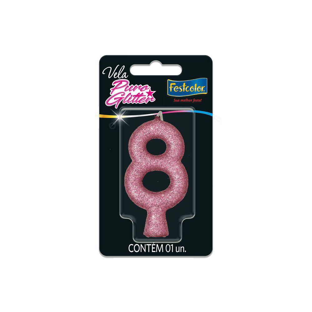 Vela de Aniversário Puro Glitter Rosa