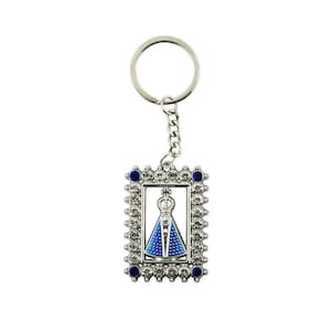 Chaveiro Nossa Senhora Aparecida Aura Retangular Prateada Ou Dourada 5Cm