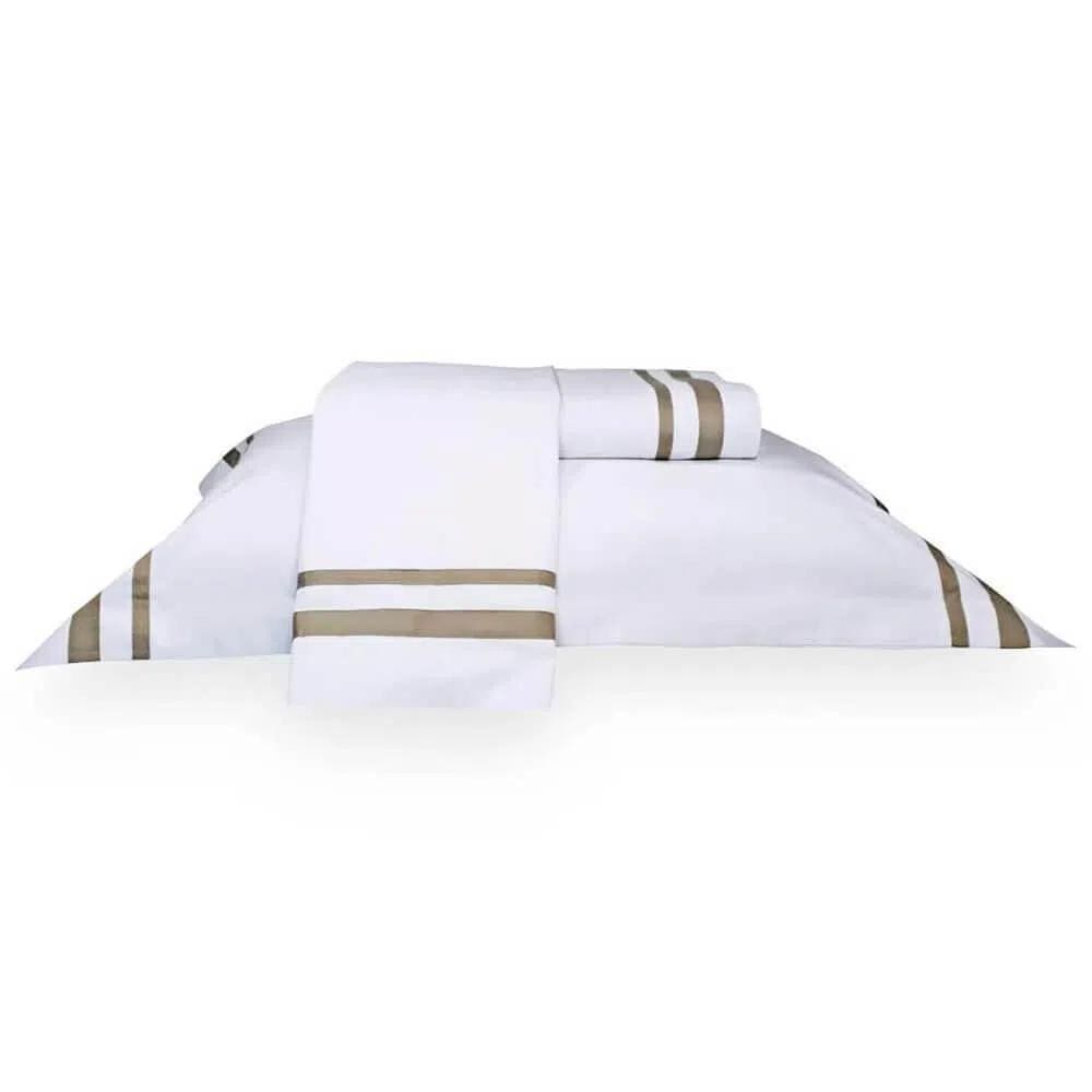 Jogo De Cama King 200 Fios Davos -Marken Fassi Branco / Bege