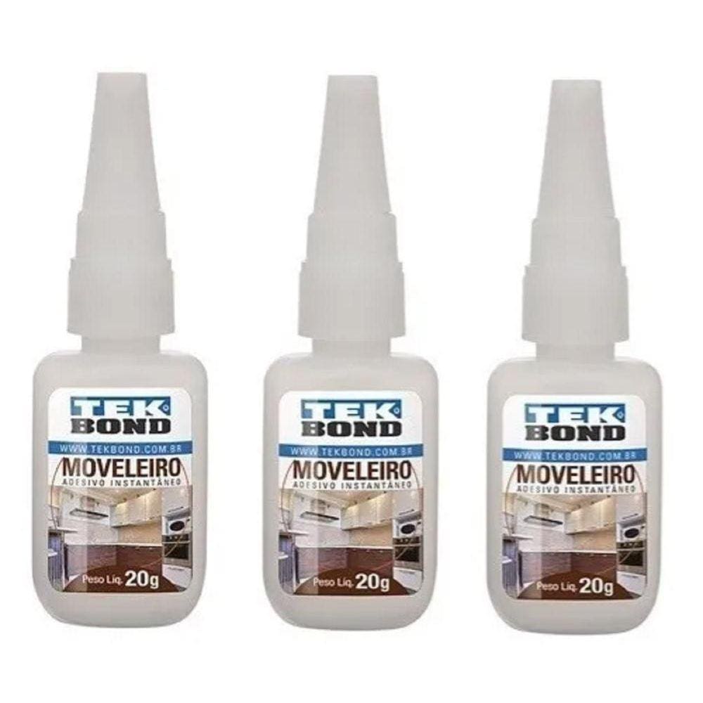 3 Un Cola Adesivo Instantânea Tek Bond Moveleira 793 20Gr