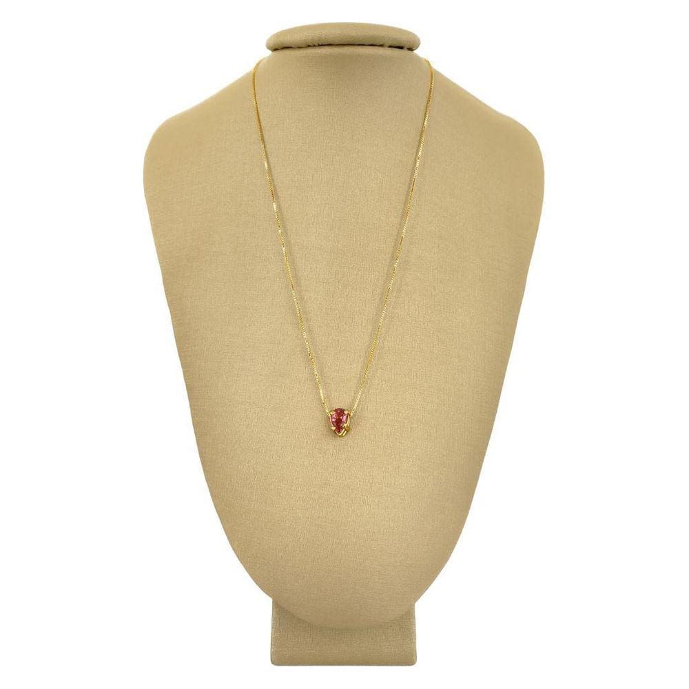 Colar Prata 925 + Ouro Turmalina Rosa -  P Vecchio