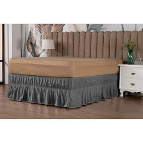 Saia Pra Cama Box King Size Com Duplo Elástico - Cinza