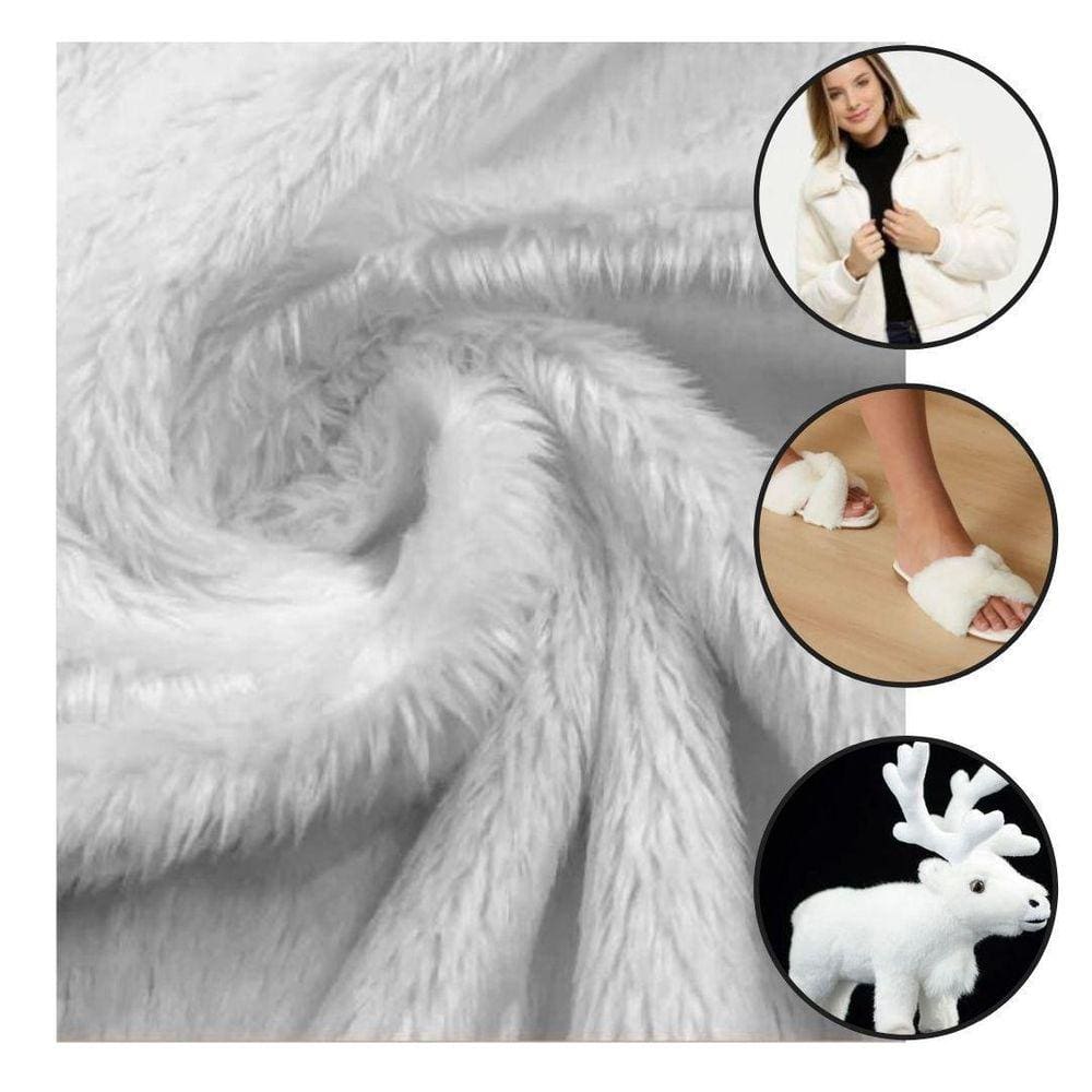 Manta Pelucia Pelo Médio Cor Branco 1 Metro Por 1,60 Largura