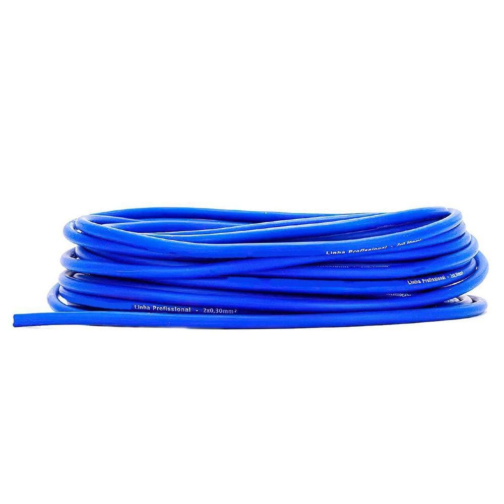 Cabo Microfone Linha Profissional 2X0,30Mm, Azul, 30M