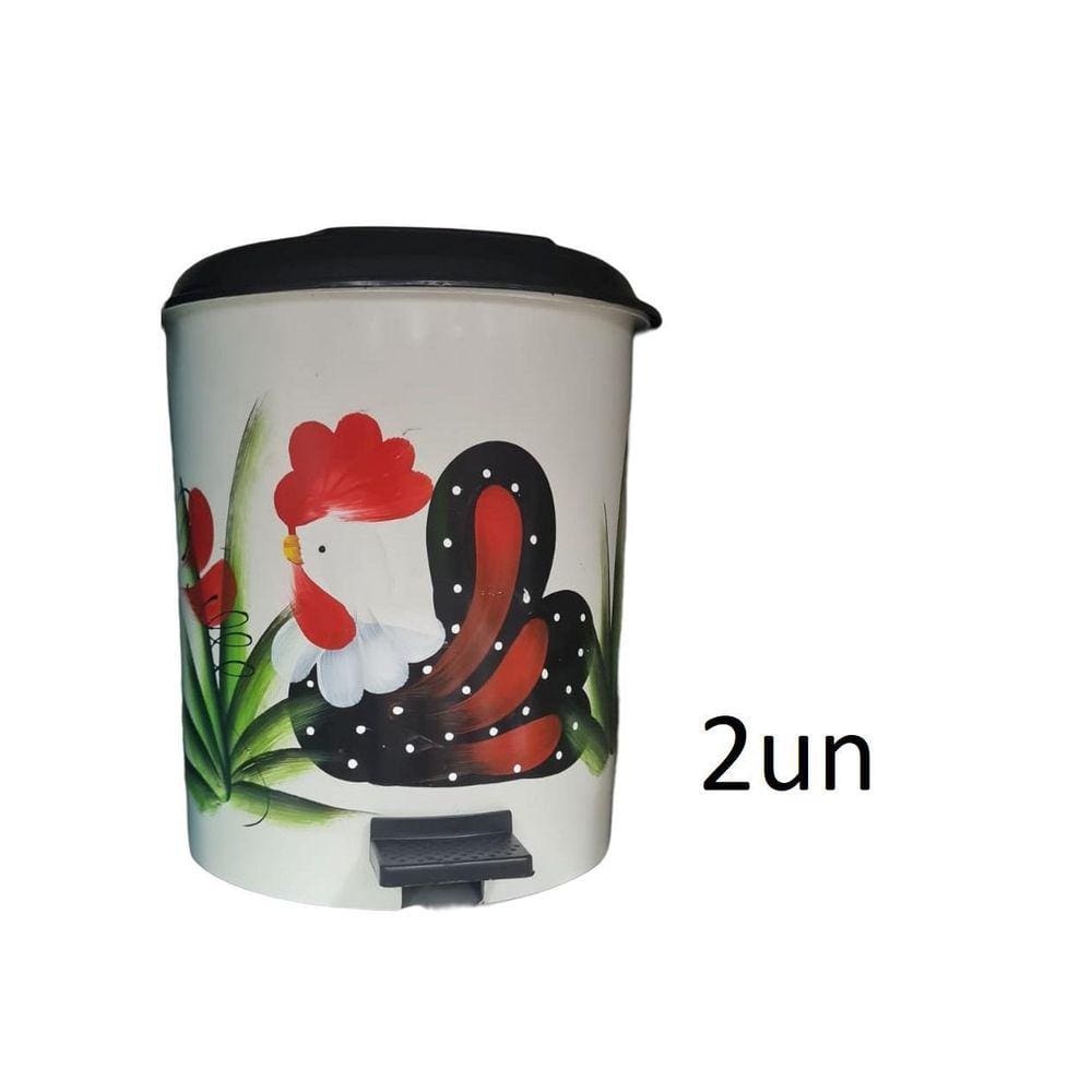 Kit 2Un Lixeira 15 Litros Com Pedal Estampada Para Cozinha