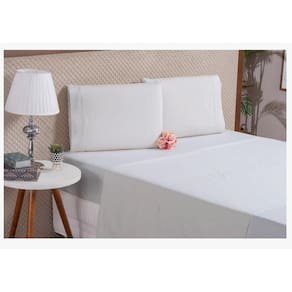 Lençol Casal Padrão 4 Peças Algodão Branco Percal 180 Fios