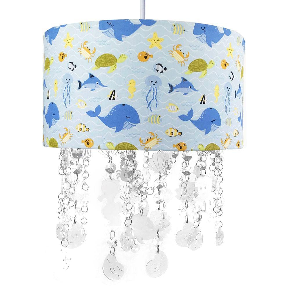 Lustre Tubular Cristais Fundo do Mar Quarto Bebê Infantil