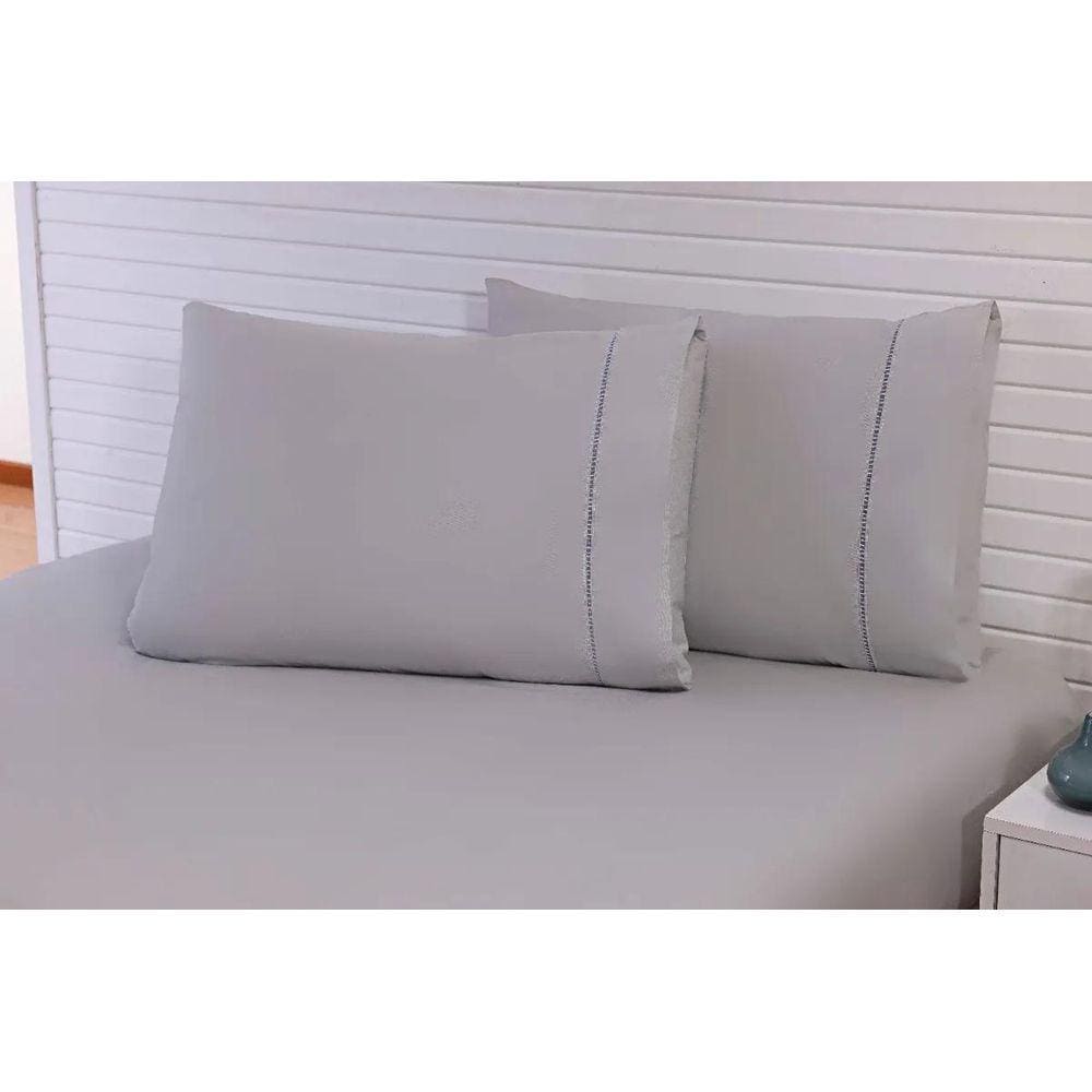 Kit 2 Fronhas King 60X80 100%Algodão 200 Fios Palito Cinza