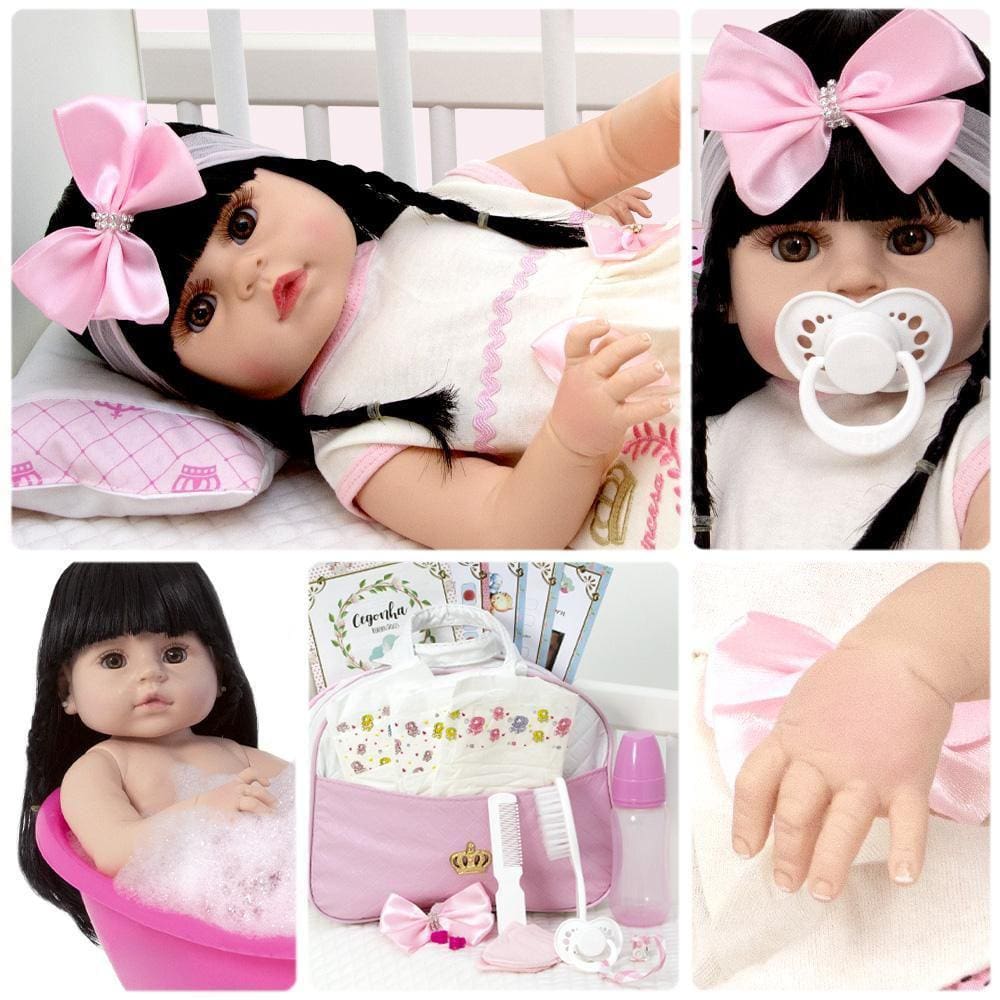 Boneca Bebê Reborn Original De Silicone Morena