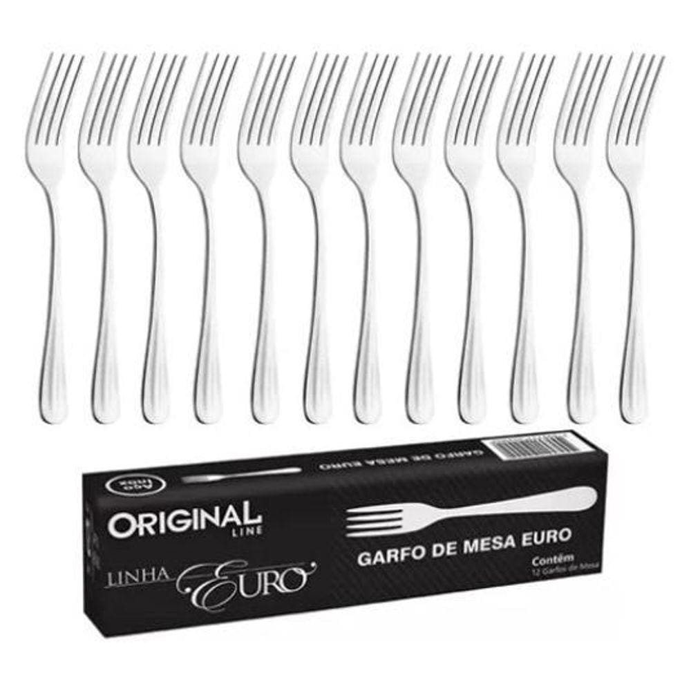 Garfo De Mesa Inox Euro Com 12 Pçs  Line