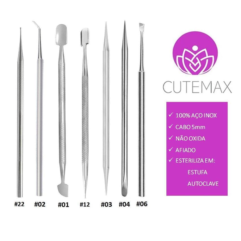 Kit Cutemax Manicure Pedicure Profissional 7 Pçs Inox