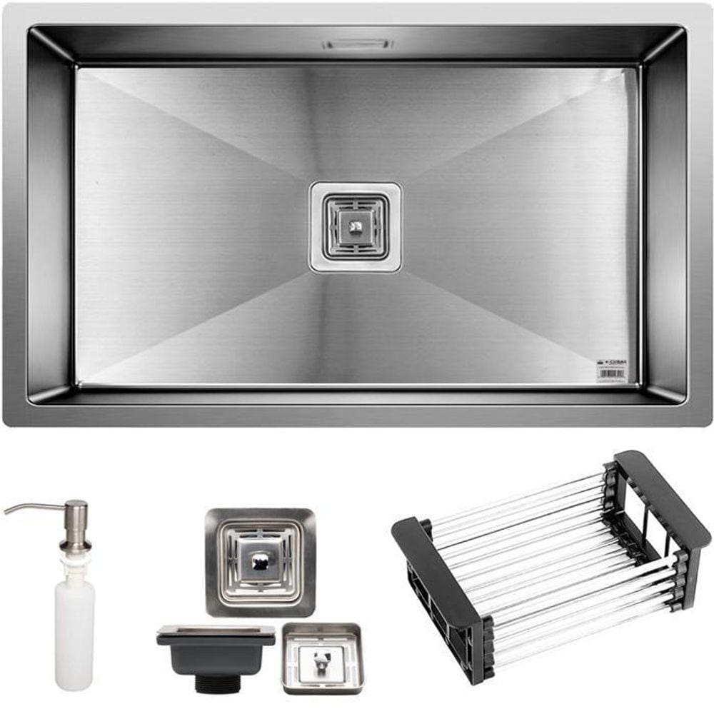 Cuba Quadrada Inox 304 Gourmet 75X45 Com Acessórios -Ec248
