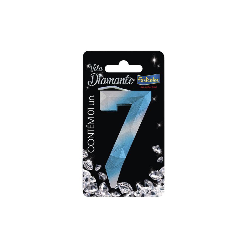 Vela de Aniversário Diamante Azul e Prata