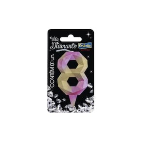 Vela de Aniversário Diamante Rosa e Dourada