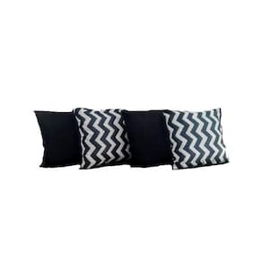 Kit Capa Para Almofada Listras Chevron Preto 4 Peças