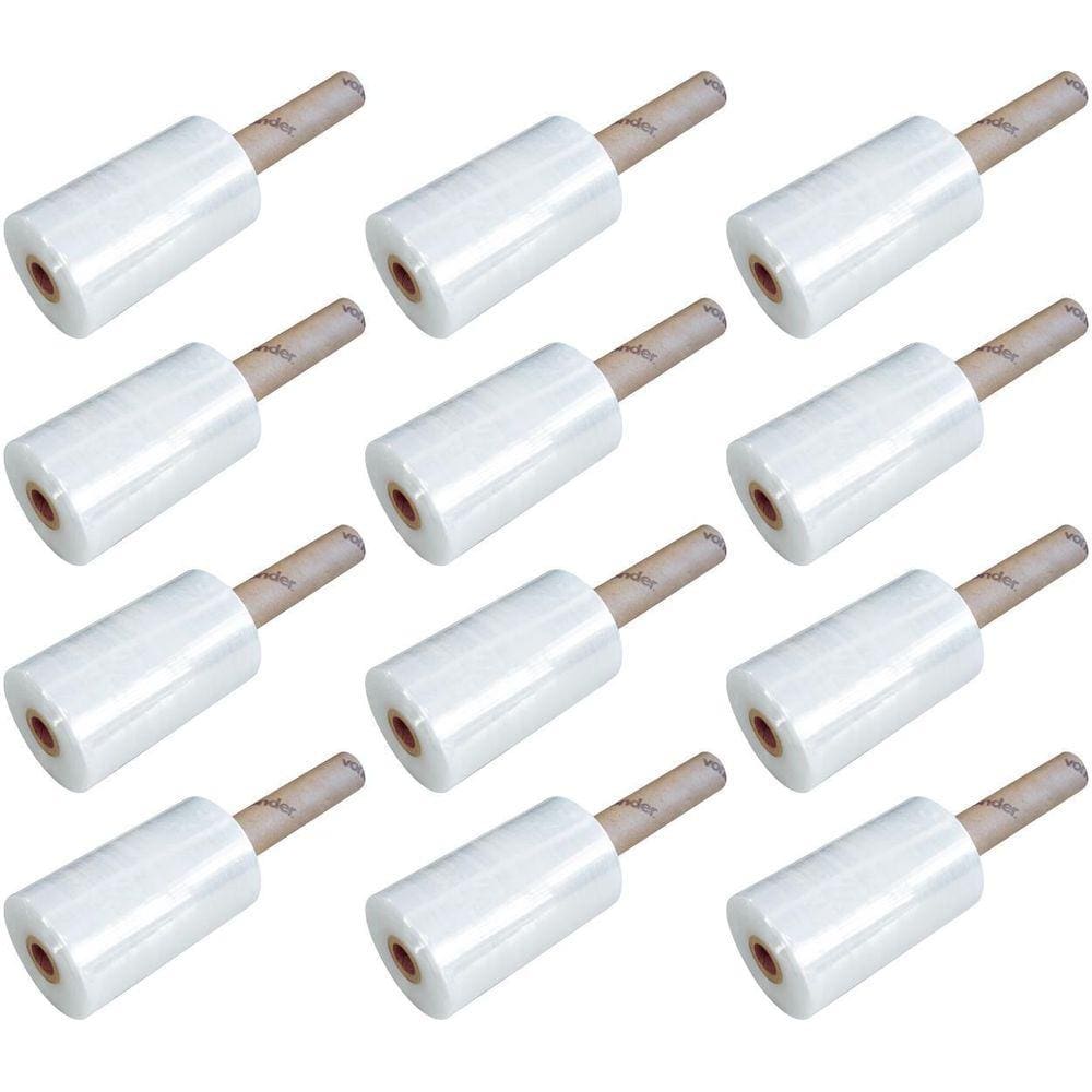 Kit 12 Filme Stretch Plastico Empacotamento 150Mm X 300M Vd