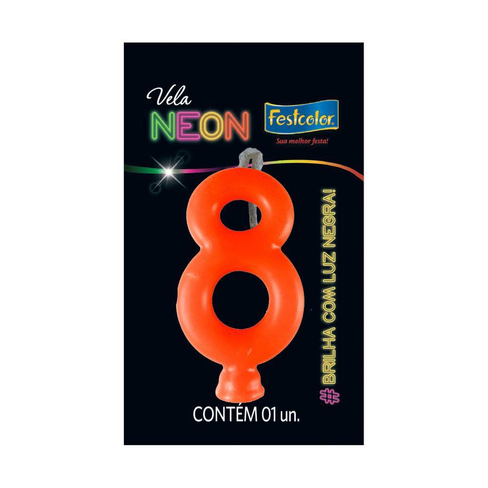 Vela de Aniversário Neon Laranja