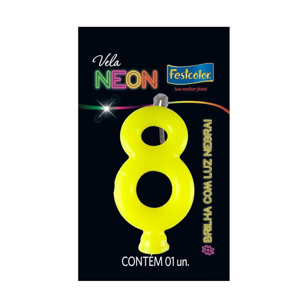 Vela de Aniversário Neon Amarela