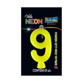 Vela de Aniversário Neon Amarela
