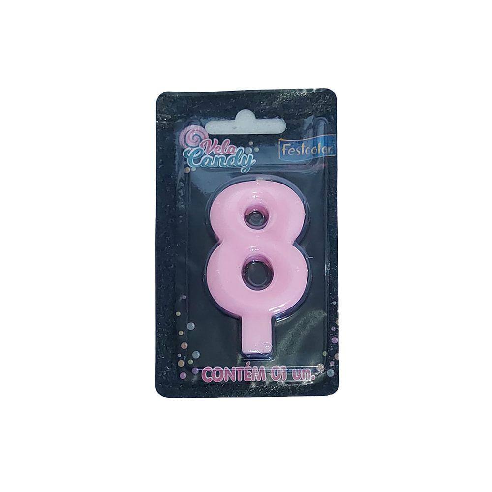 Vela de Aniversário Candy Rosa