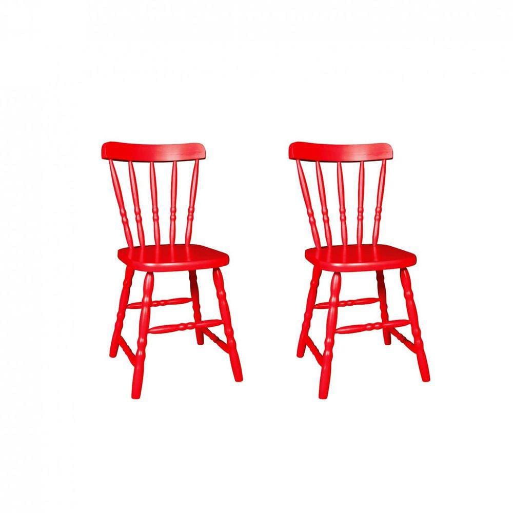 Conjunto 2 Cadeiras Madeira Maciça Country Ecomóveis Vermelho