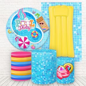 Kit 2 Painéis E Capas 3D Sublimado Pool Party Fkpc-222