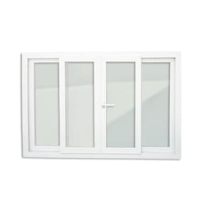 Janela de PVC 100x150cm 4 Folhas com Vidro Liso e Cremona ITEC Brimak Branco