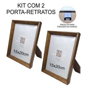 Kit 2 Porta Retrato 15x20cm Madeira Moldura de Parede Foto
