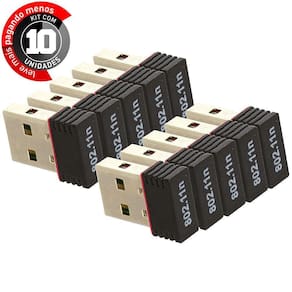 Kit Com 10 Mini Adaptador Wireless Usb 150Mbps 802.11