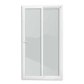 Porta de PVC de Correr 210x180cm Com 2 Folhas e Vidro liso Temperado Com Cremona ITEC Brimak Branco