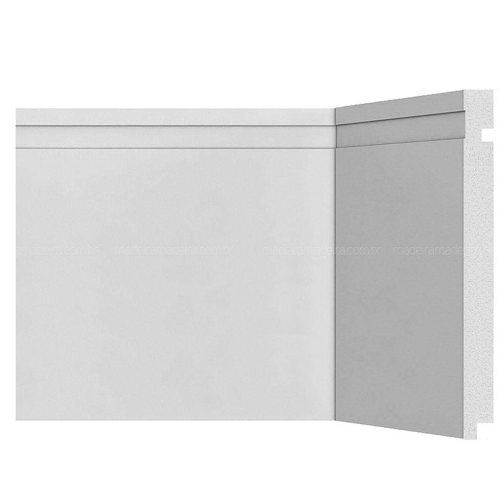 Rodapé de Poliestireno 20cm x 16mm x 2,40m Frisado Moderna 505 Santa Luzia - caixa com 8 Barras - Branco