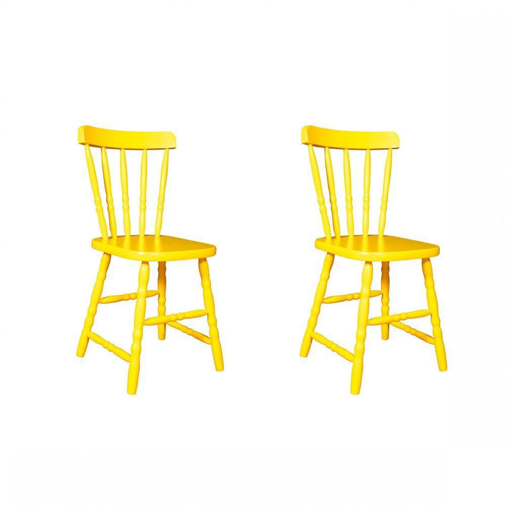 Conjunto 2 Cadeiras Madeira Maciça Country Ecomóveis Amarelo