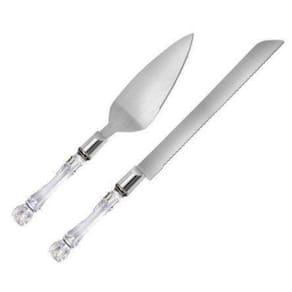 Kit Talheres Para Bolo Com 2Pçs Espátula E Faca Inox Cristal