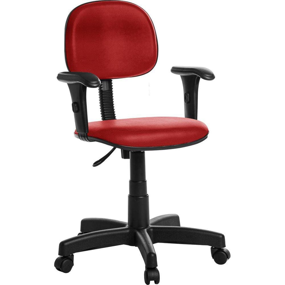 Cadeira De Escritório Secretaria Com Braço Rv Vermelho