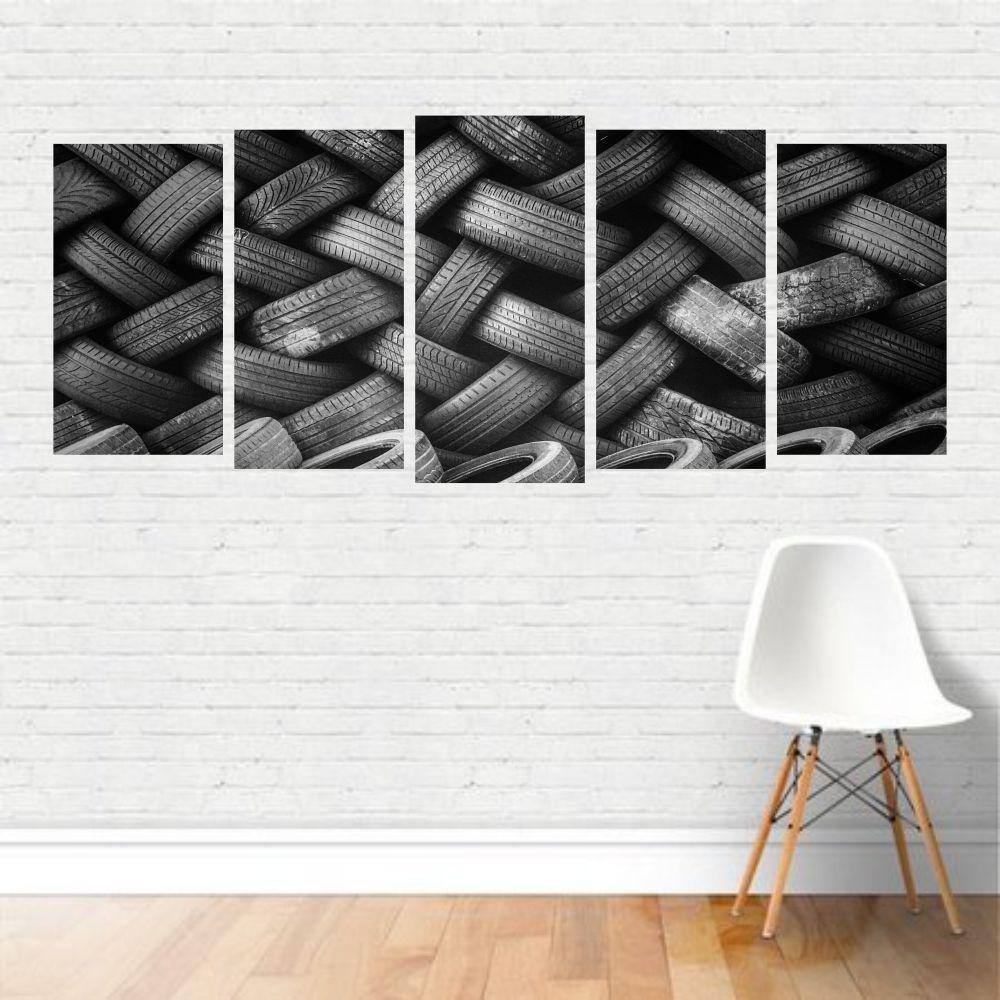 Quadro Arte Reciclável Pneus Rodas Carro Conceitual Canvas